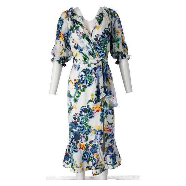 Saloni Olivia Midi Dress in Floral Print Silk