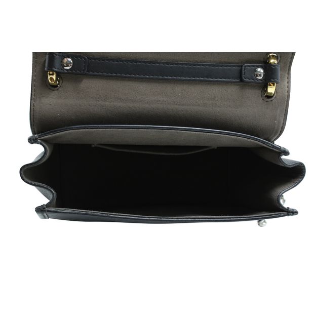 Fendi Kan I F Mini Shoulder Bag in Black Calf Leather