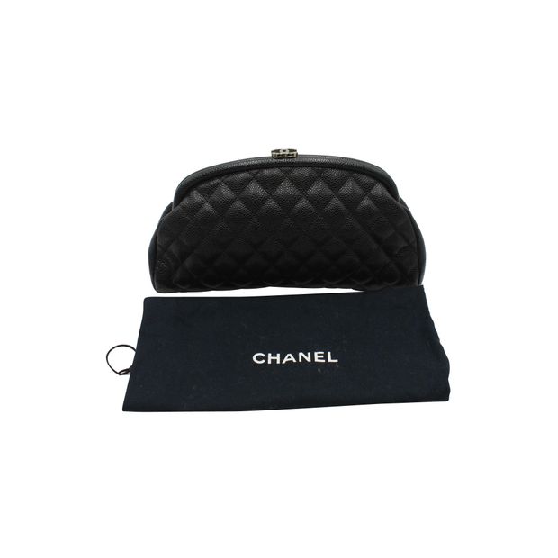 Chanel Timeless Clutch in Black Quilted Caviar Leather