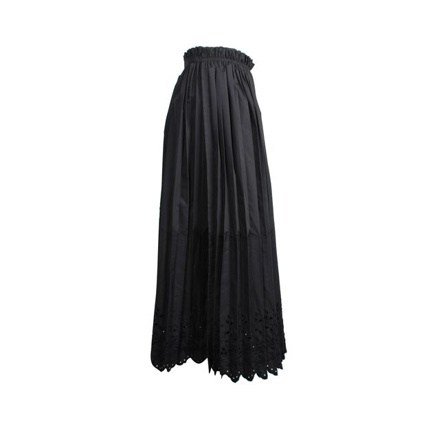 Comme Des Garcons Pleated Midi Skirt in Black Polyester