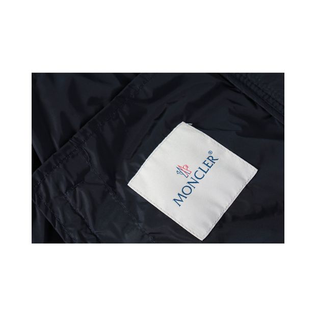 Moncler Crumpled Texture Quilted Jacket in Navy Blue Polyamide
