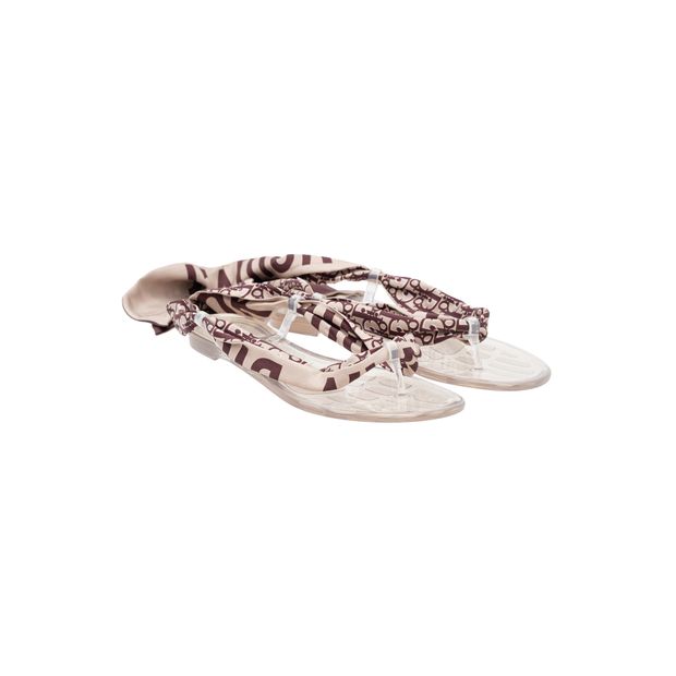 Dior Jelly Kaleidiorscopic Printed Silk Scarf Tie Sandals