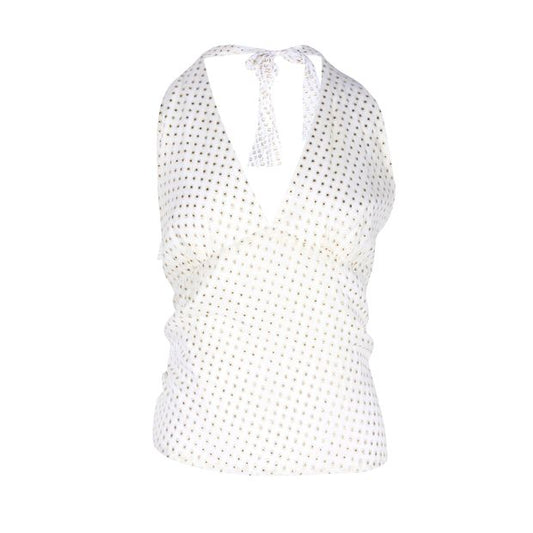 Ivory and Gold Spots Criss Cross Top