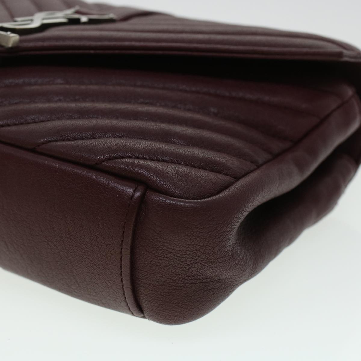 Saint Laurent Chain Shoulder Bag Leather Red 487213 Auth 44989a