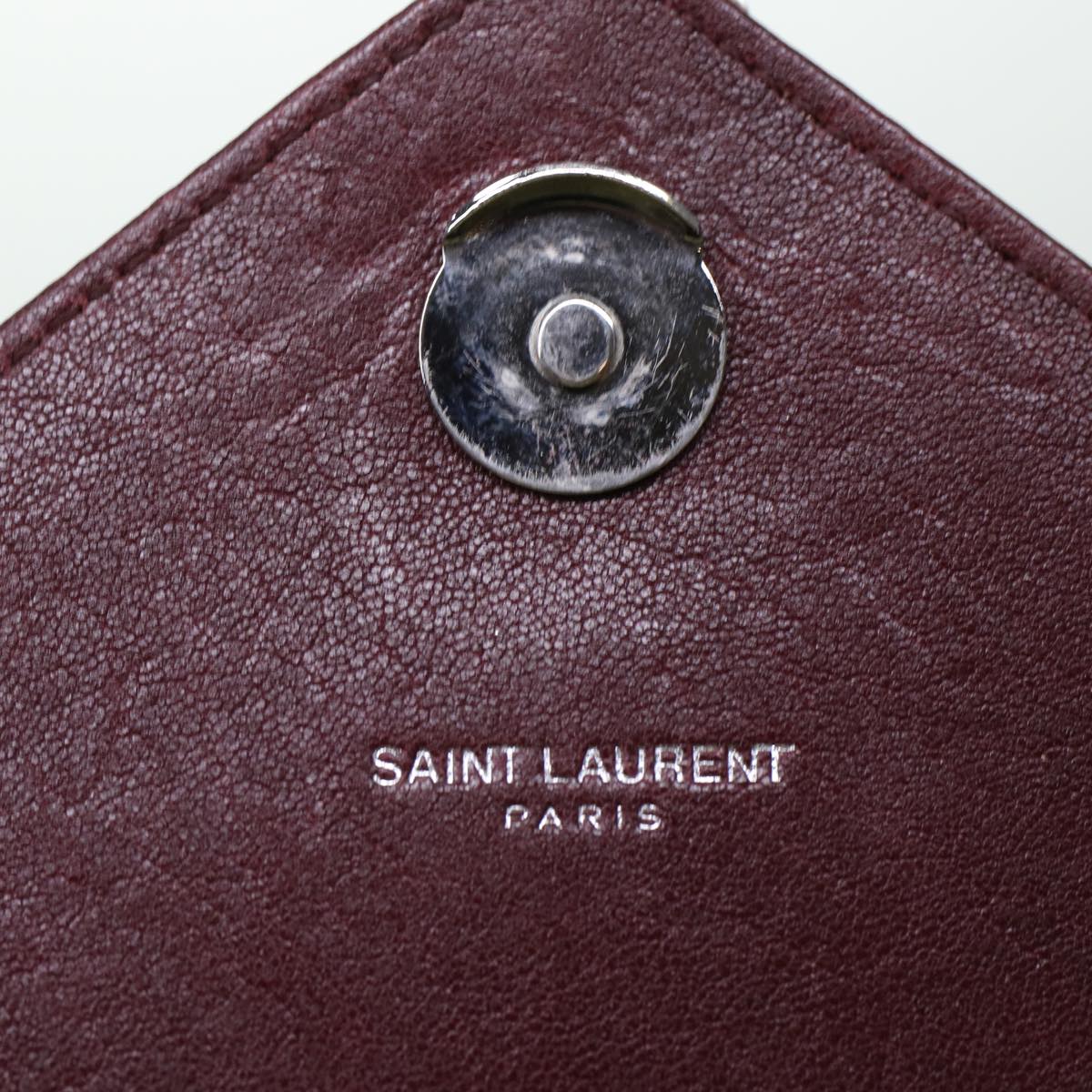 Saint Laurent Chain Shoulder Bag Leather Red 487213 Auth 44989a