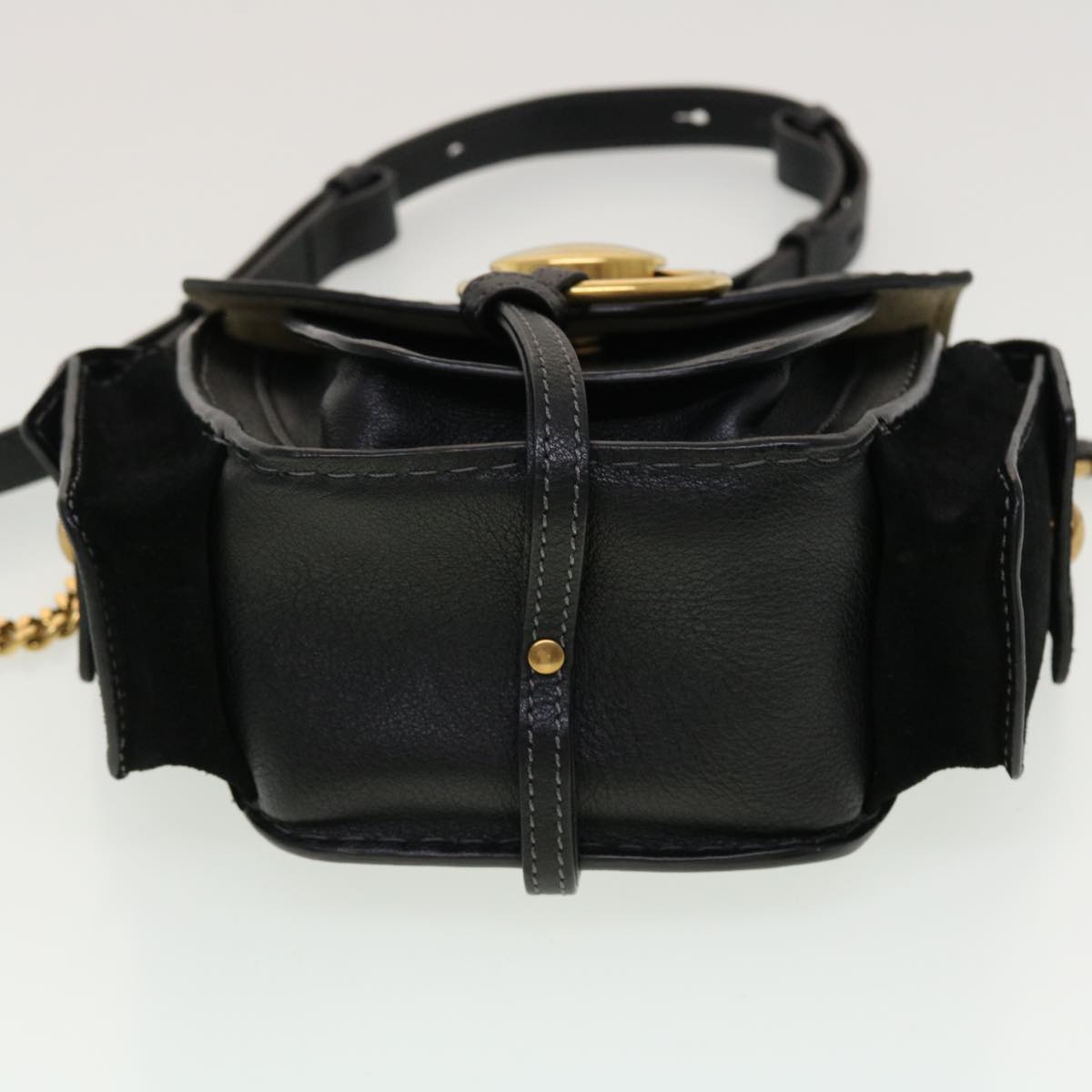 Chloe Shoulder Bag Leather Black Auth 45304
