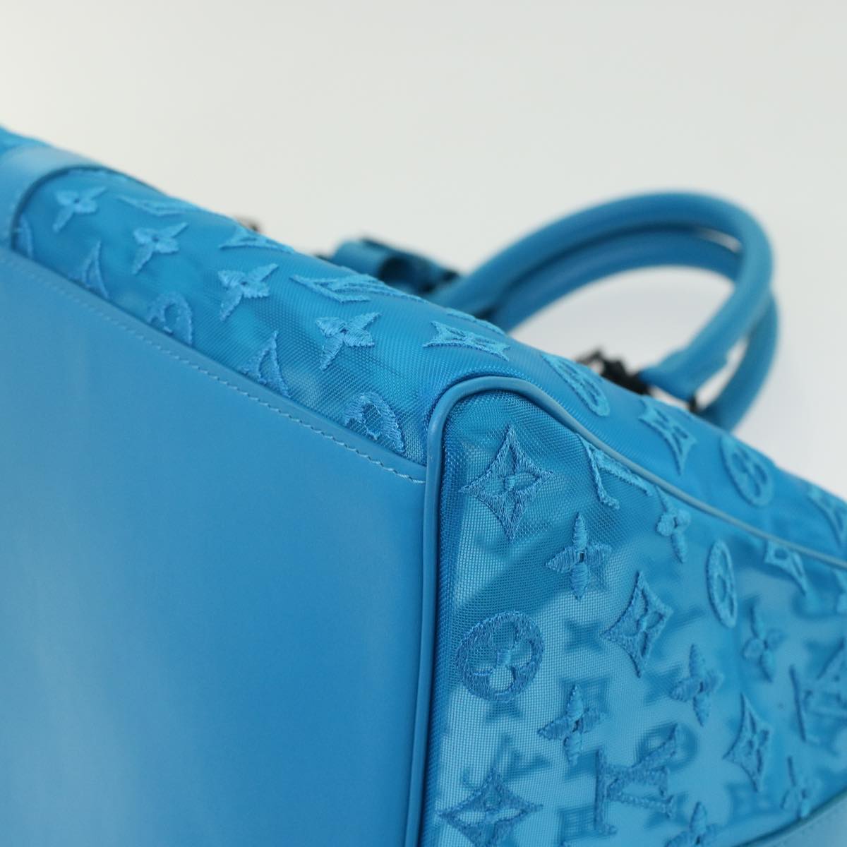 Louis Vuitton Monogram Mesh Keepall Triangle 50 Bag Blue M45048 Lv Auth 46405a