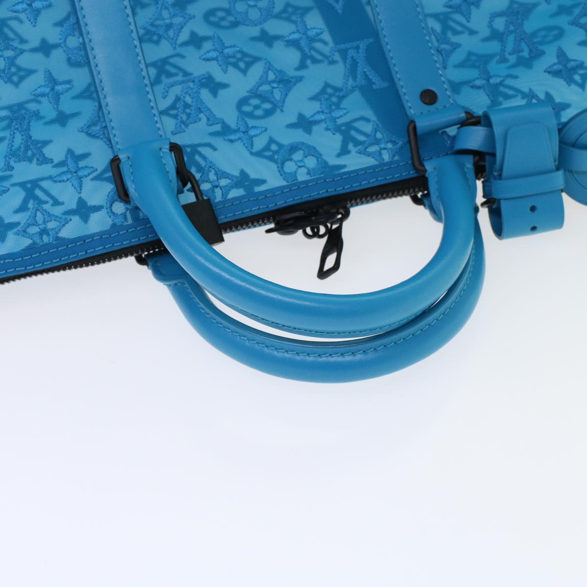 Louis Vuitton Monogram Mesh Keepall Triangle 50 Bag Blue M45048 Lv Auth 46405a