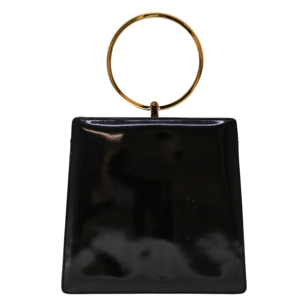 Salvatore Ferragamo Gancini Hand Bag Patent Leather Black Auth 48749