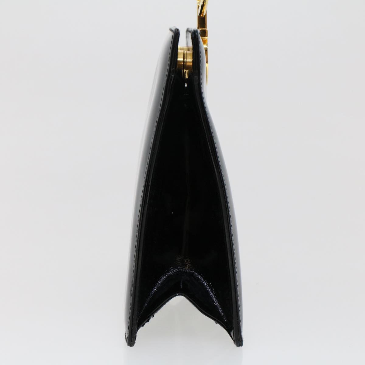 Salvatore Ferragamo Gancini Hand Bag Patent Leather Black Auth 48749