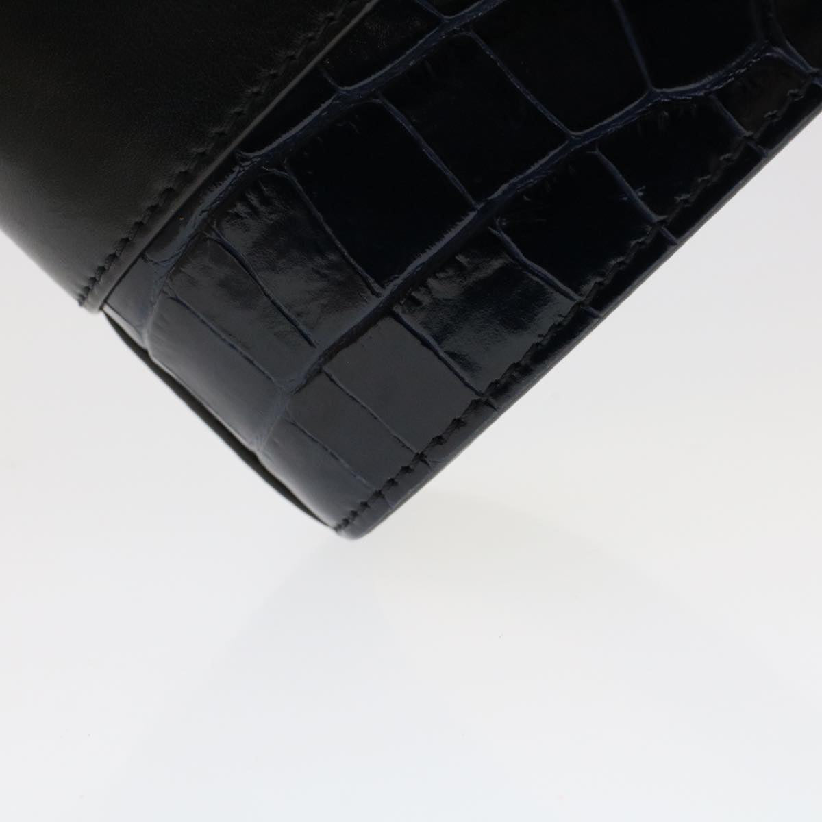 Chloe Abbey Rock Chain Hand Bag Calf Leather Navy Auth 49116a