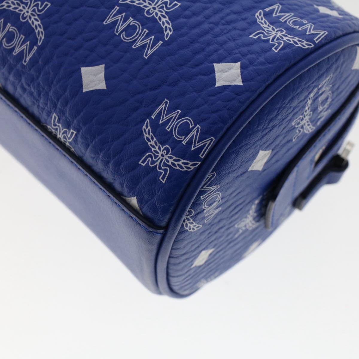 Mcm Vicetos Logogram Shoulder Bag Pvc Leather Blue Auth 49441