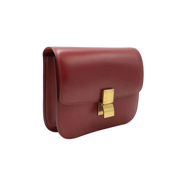Celine Medium Box Bag in Red Calfskin Leather