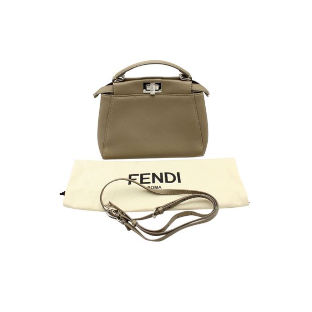 Fendi Peekaboo Mini Bag in Taupe Leather