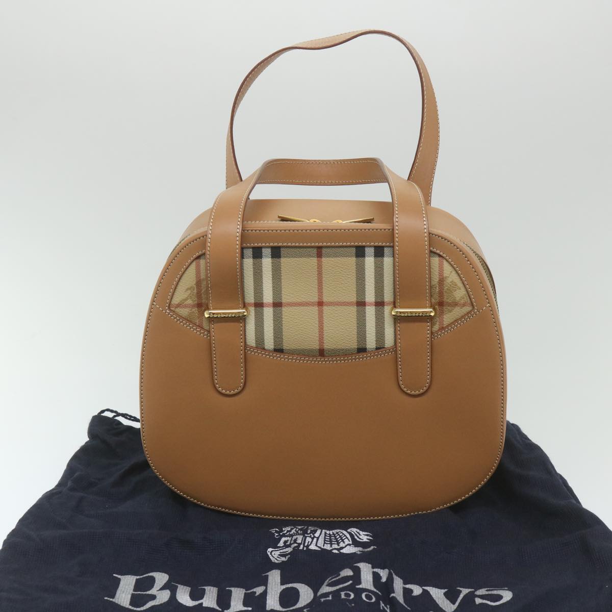 Burberrys Hand Bag Leather Beige Auth 59466