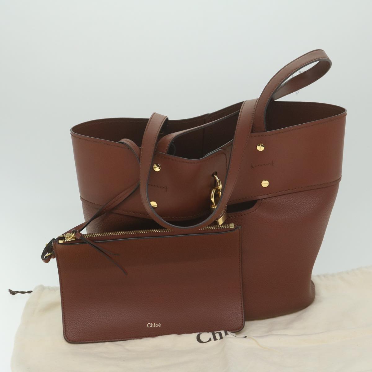 Chloe Abbey Tote Bag Leather Brown Chc20ss223c44 Auth 62939a