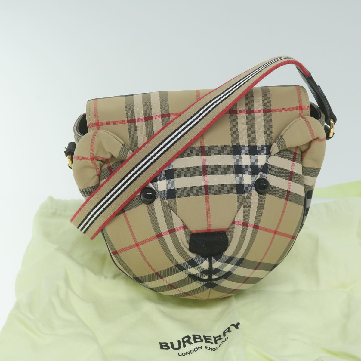 Burberry Nova Check Shoulder Bag Nylon Beige Auth 63139a
