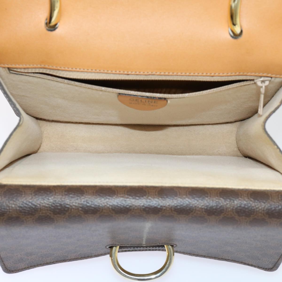 Celine Macadam Canvas Hand Bag Pvc Leather Brown Auth 63307