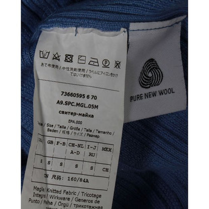 Sportmax Textured Turtleneck Sweater in Blue Wool