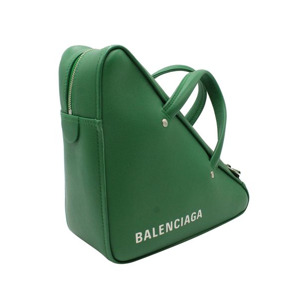 Balenciaga Triangle Duffle S Bag in Green Calfskin Leather