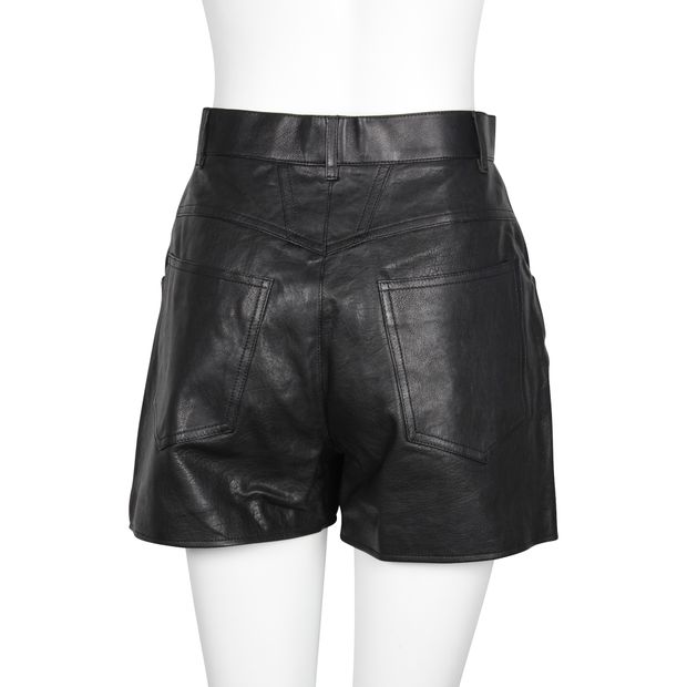 Black Lamb Leather Shorts with Silk Lining