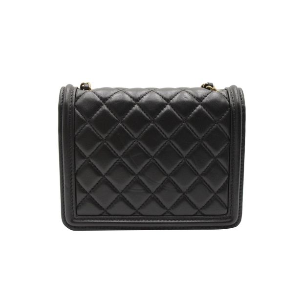 Chanel Classic Studded Boy Brick Flap Bag in Black Lambskin Leather