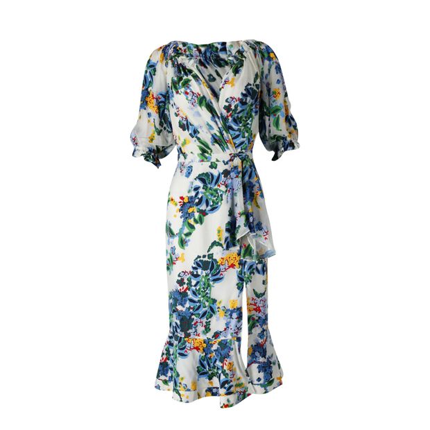 Saloni Olivia Midi Dress in Floral Print Silk