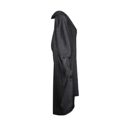 Black Pleated Oversized Coat