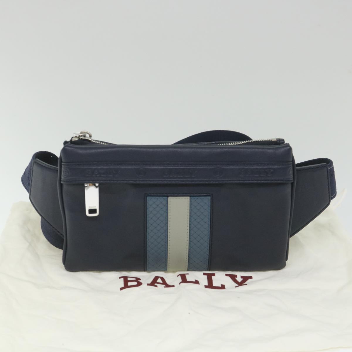 Bally Waist Bag Leather Navy Auth Ac2398