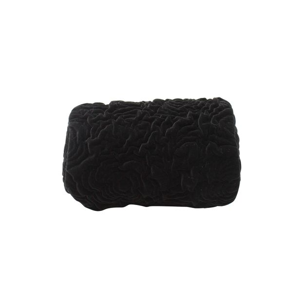 Chanel Two-Way Chain Camellia Shoulder Bag in Black Velvet