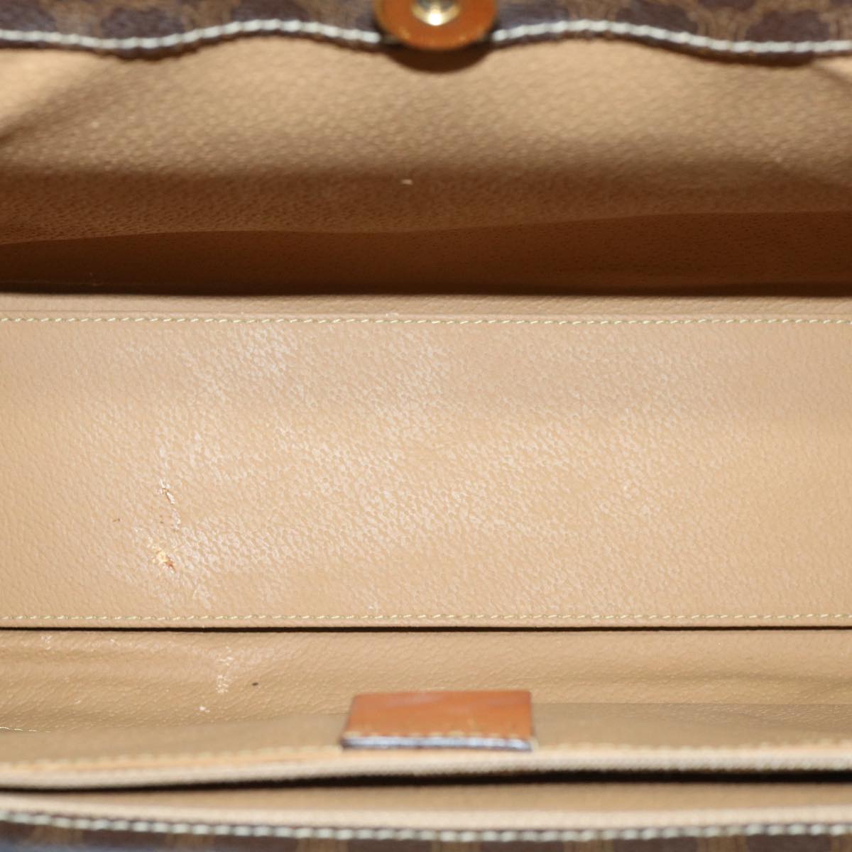 Celine Macadam Canvas Hand Bag Pvc Leather Brown Auth Am3558