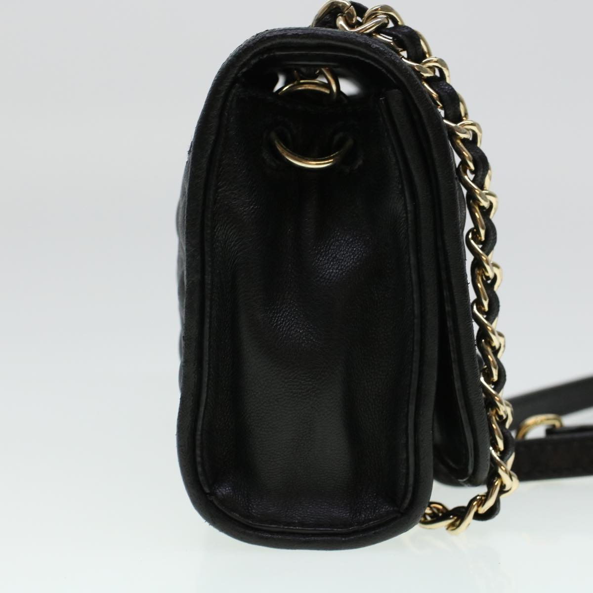 Tory Burch Chain Shoulder Bag Leather Black Auth Am4322