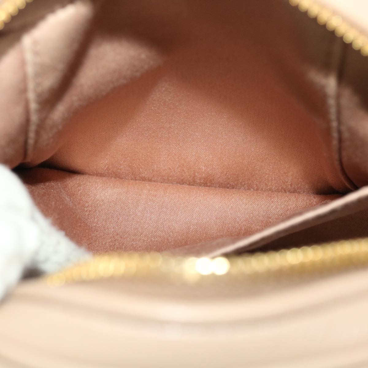Miu Miu Chain Shoulder Bag Leather Beige Pink 5bh142 Auth Am4491