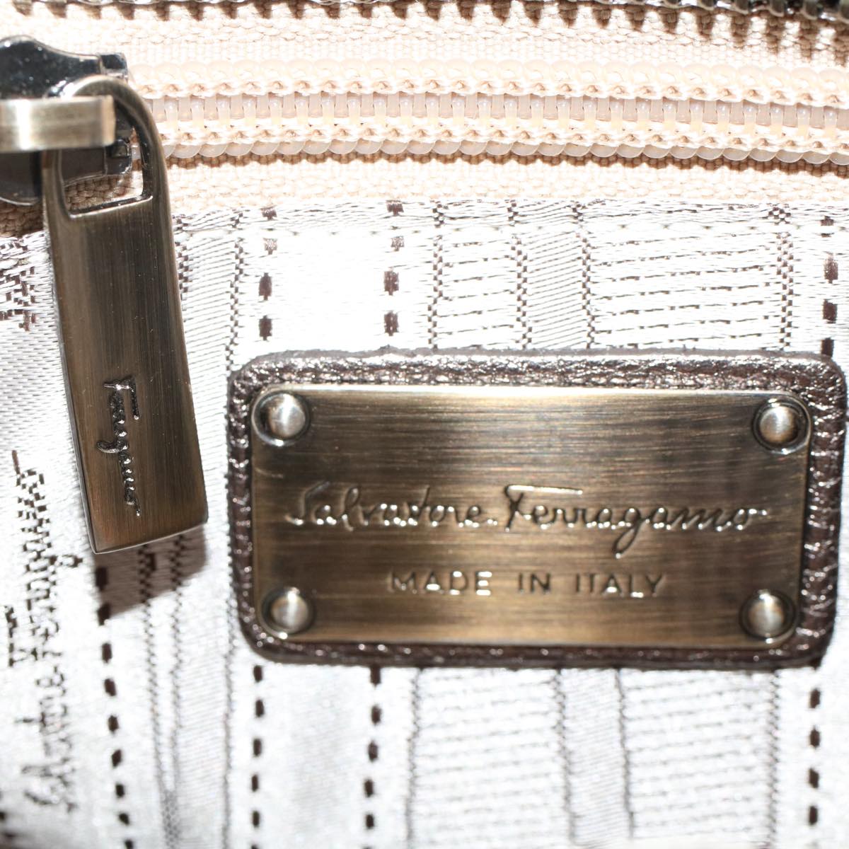 Salvatore Ferragamo Sofia Hand Bag Leather 2way Gold Tone Auth Am4712