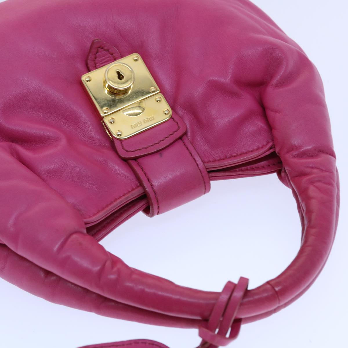 Miu Miu Hand Bag Leather Pink Auth Am4820