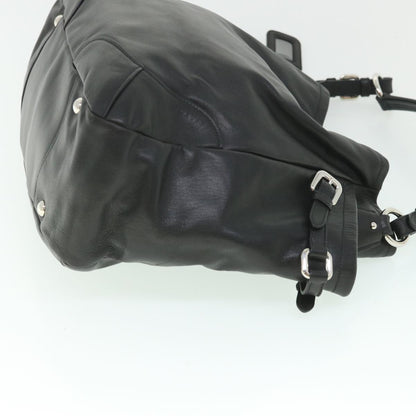 Prada Shoulder Bag Leather Black Auth Am5052