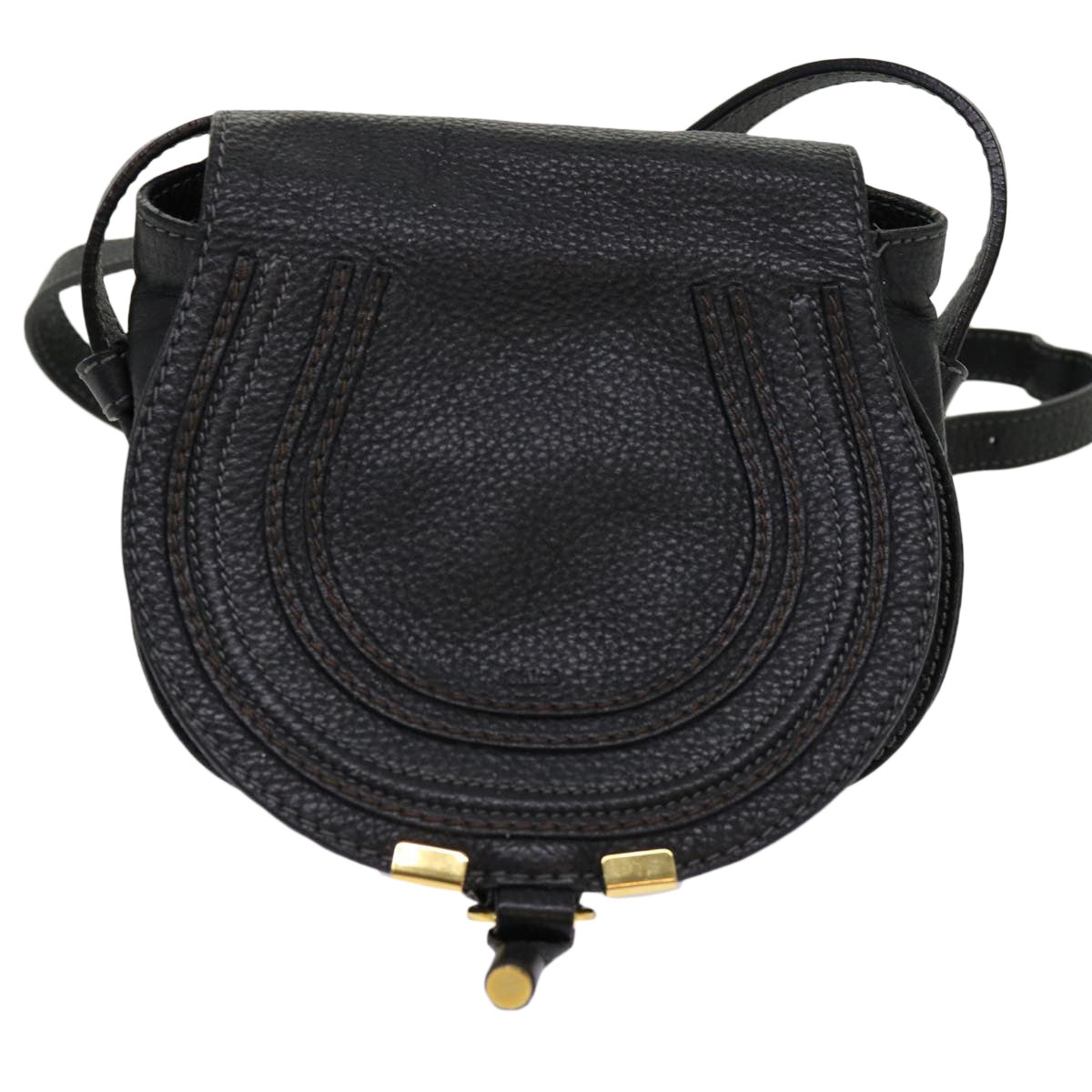 Chloe Mercy Shoulder Bag Leather Black Auth Am5457