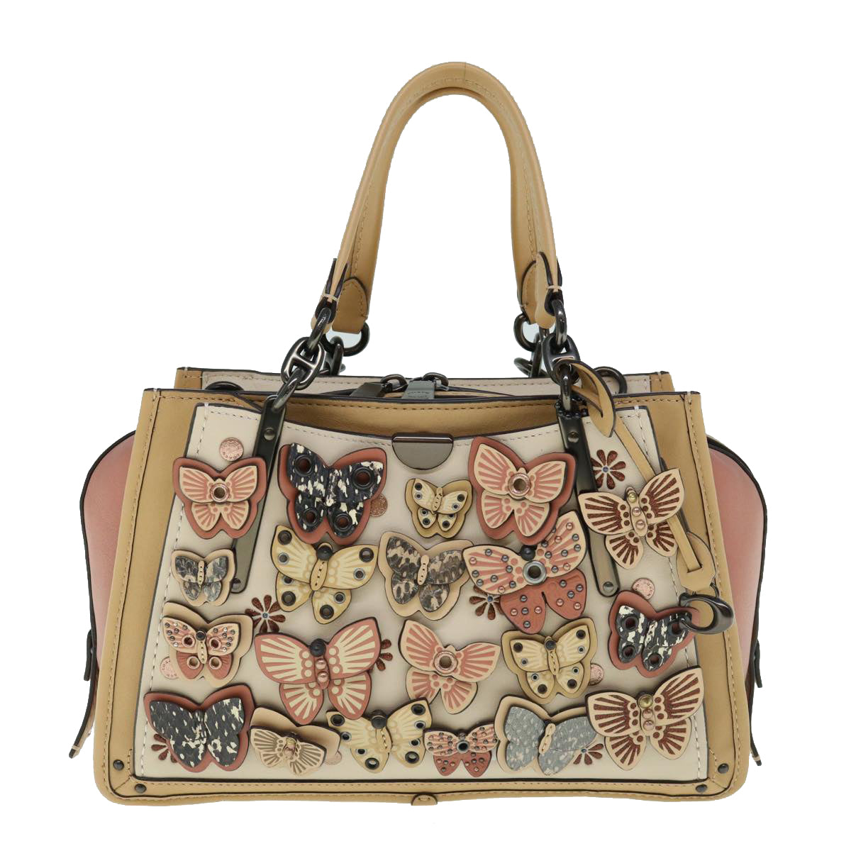 Coach Dreamer With Butterfly Applique Bag Leather Beige A1980 69553 Auth Am5621