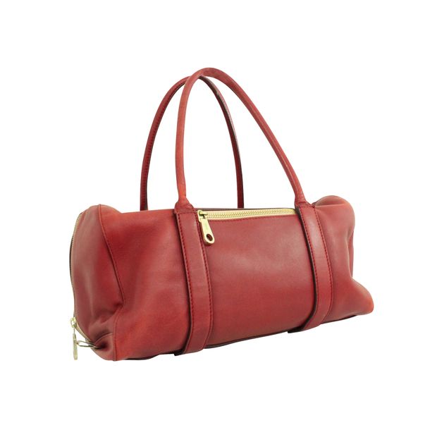 Red Leather Madeleine Tote Bag