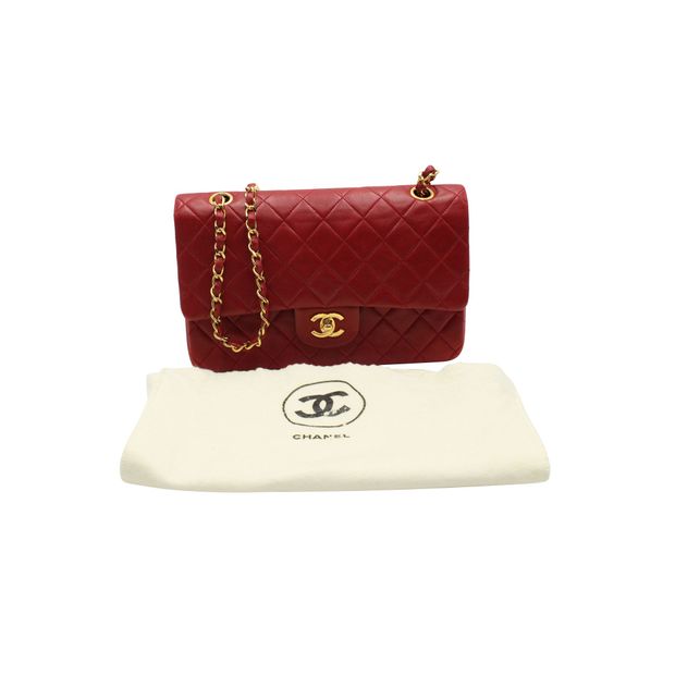 Chanel Classic Double Flap Medium Shoulder Bag in Red Caviar Leather