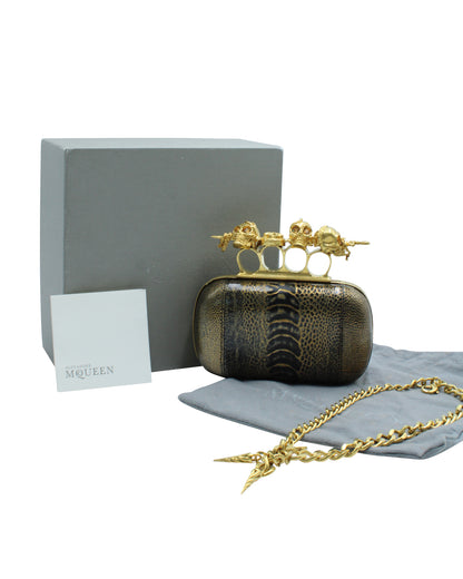 Gold and Black Embossed Box Clutch