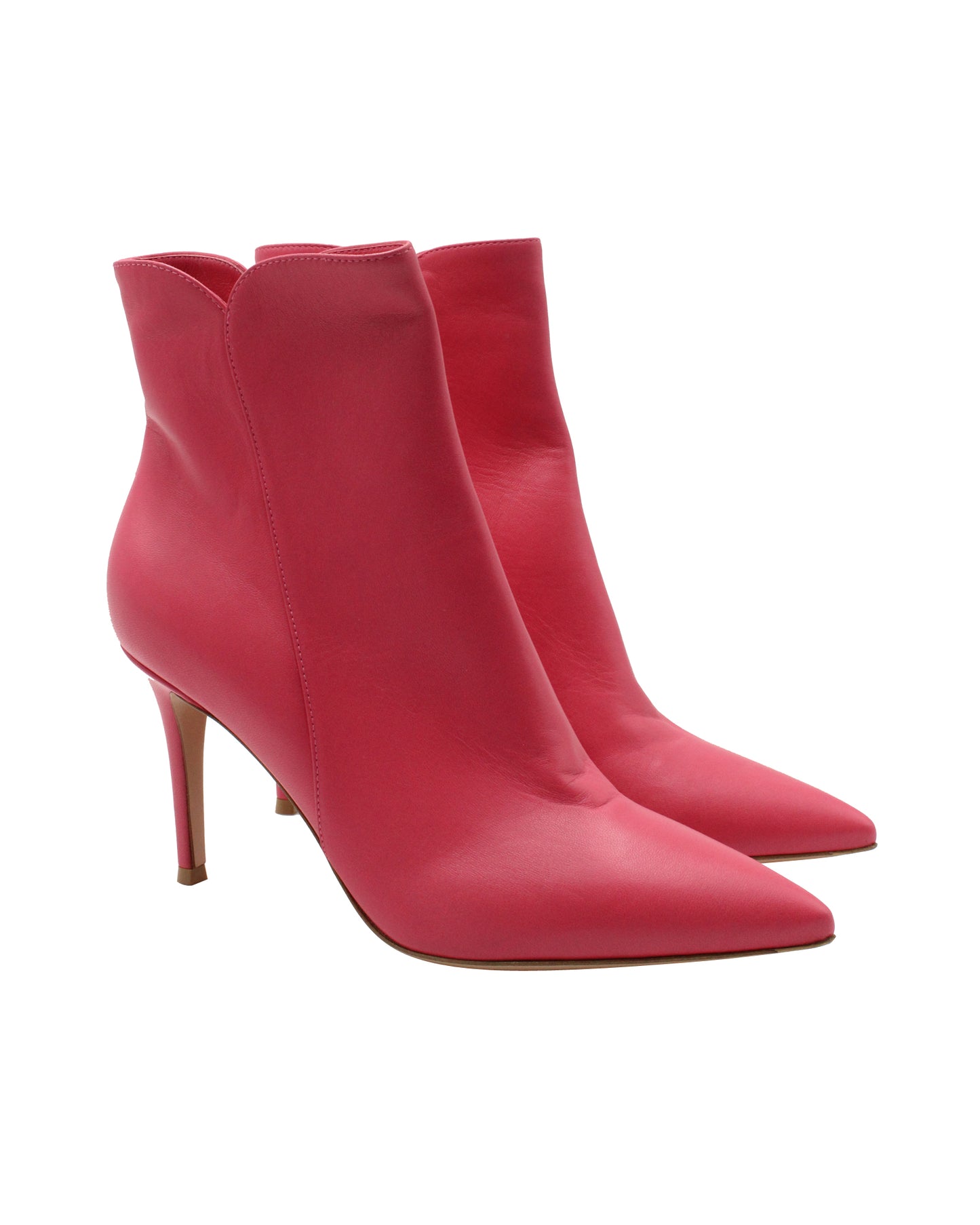 Pink Levy Leather High Heel Boots