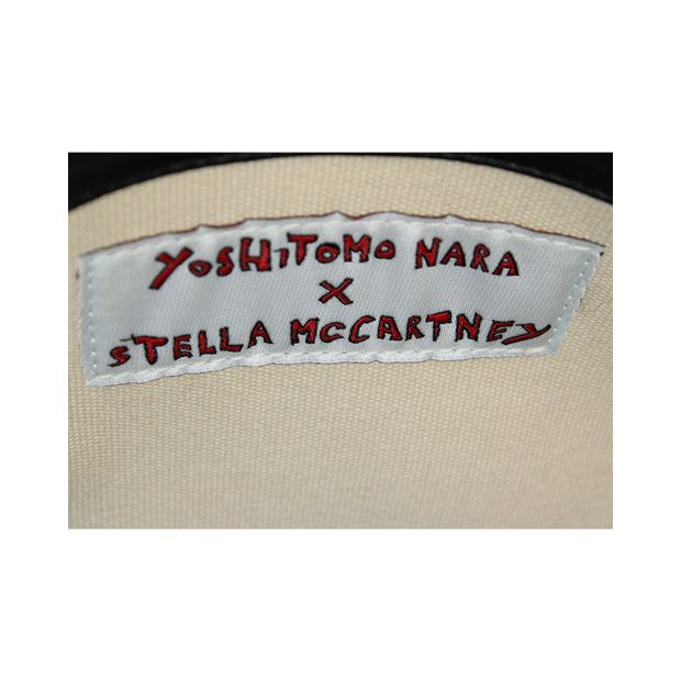 Stella McCartney x Yoshitomo Nara Stop the Bombs Print Bag in Beige Cotton Canvas