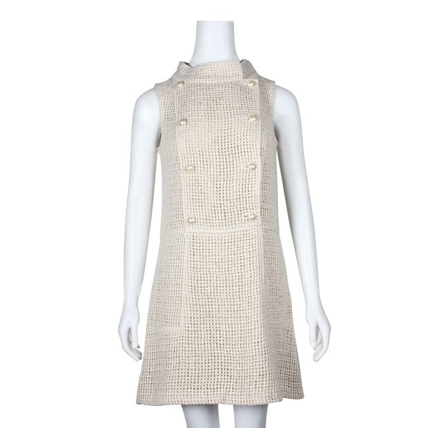 Cream Silk & Pearl Knitted Dress