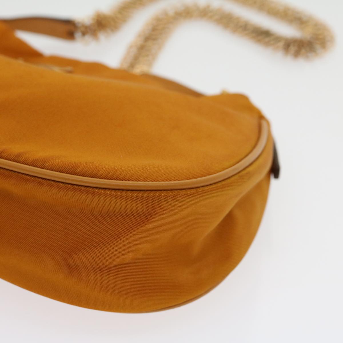 Prada Chain Shoulder Bag Nylon Orange Auth Am2666ga