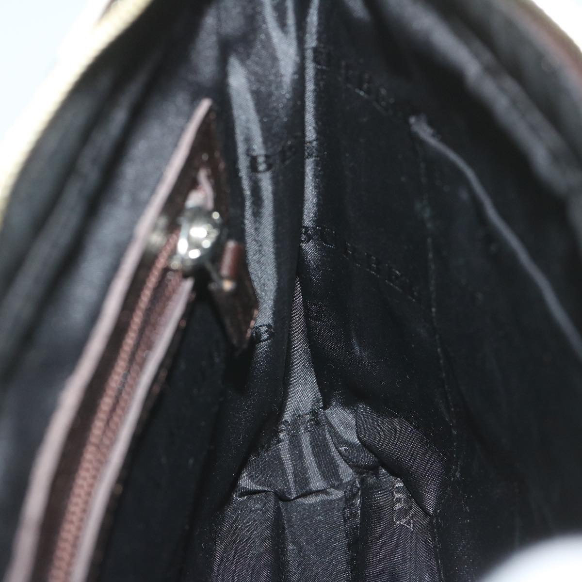 Burberry Nova Check Shoulder Bag Nylon Beige Auth Hk954