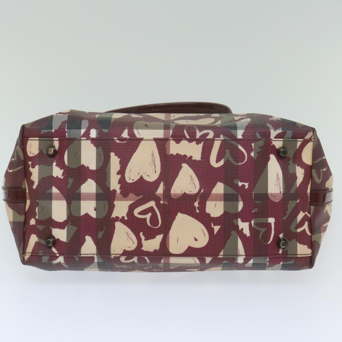 Burberry Nova Check Tote Bag Pvc Leather Red Auth Hk959