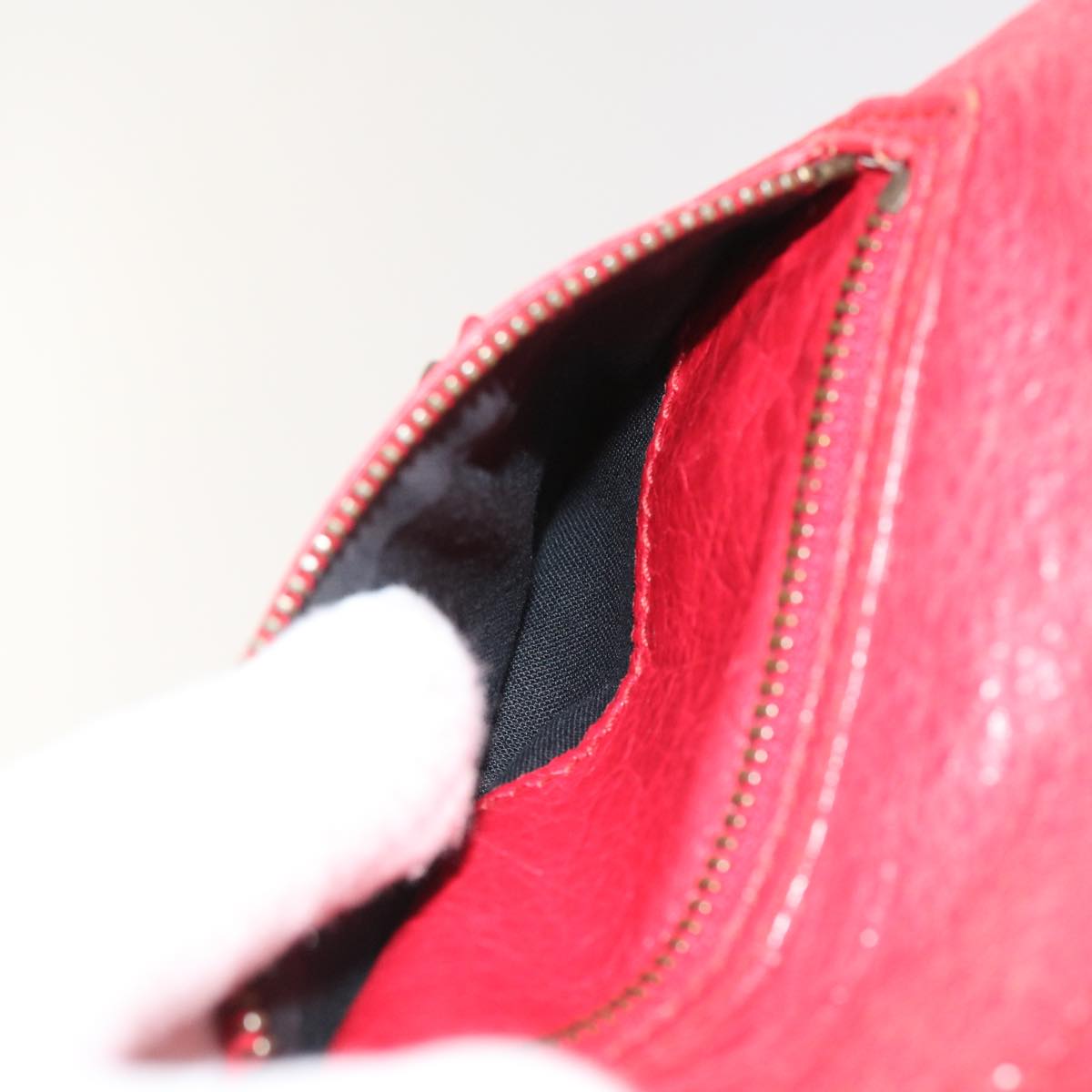 Balenciaga Shoulder Bag Leather Red 310250 Auth Ki3496