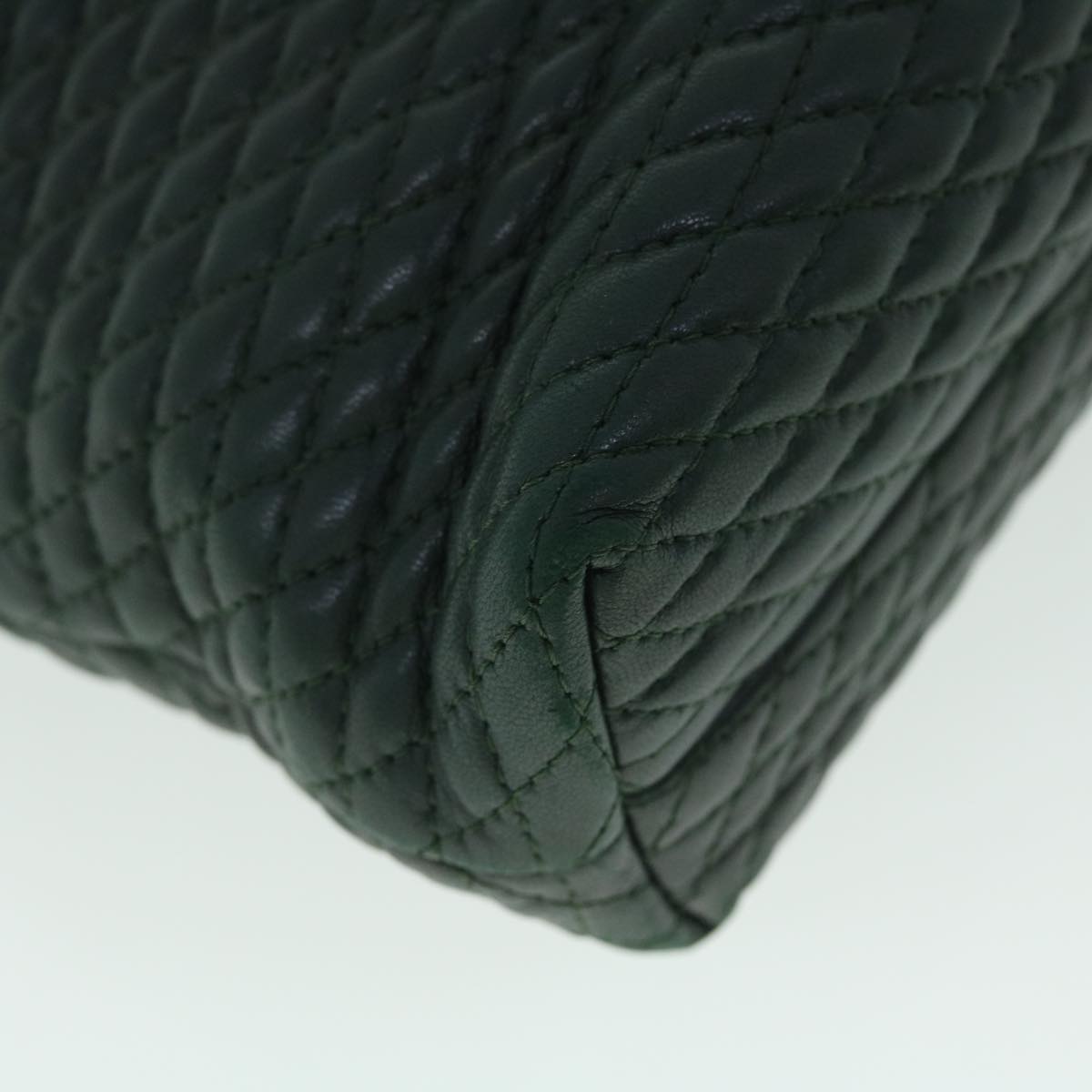 Bally Hand Bag Leather Green Auth Yb354