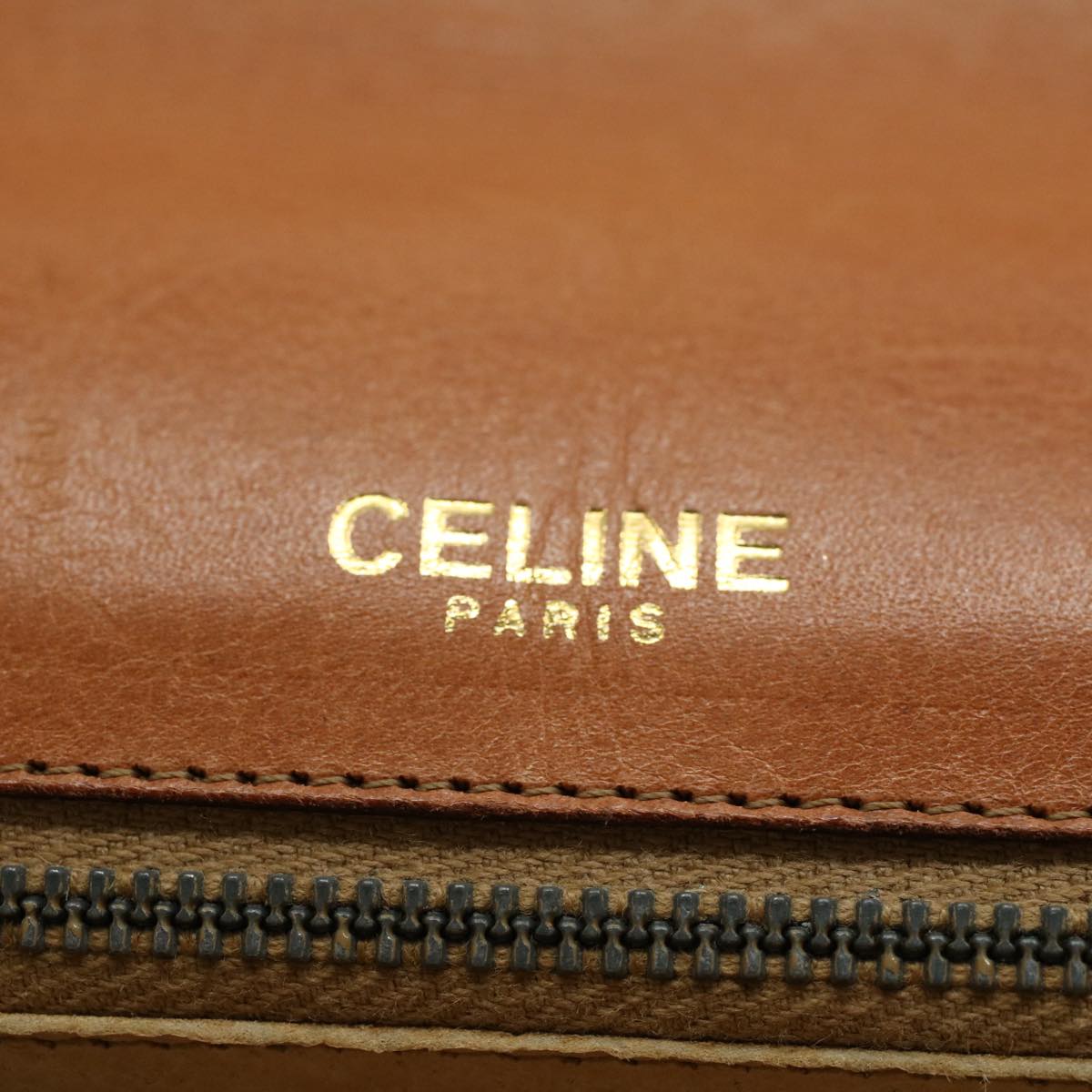 Celine Macadam Canvas Shoulder Bag Beige Auth Yk8964